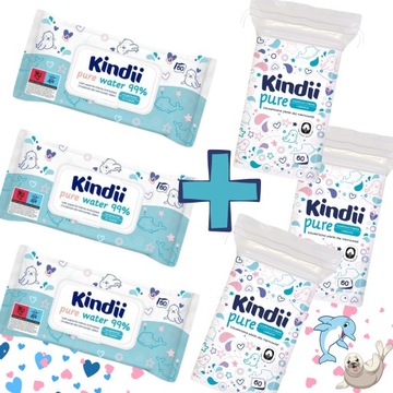 KINDII КОСМЕТИЧЕСКИЕ ПРОДУВКИ + САЛФЕТКИ для ДЕТЕЙ