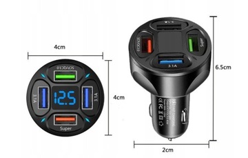 ПЕРЕДАТЧИК QC 66 Вт, БЫСТРОЕ ЗАРЯДНОЕ УСТРОЙСТВО, 4 порта USB