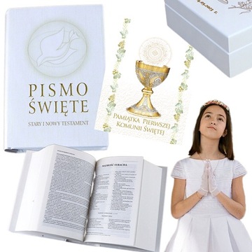 PISMO ŚWIĘTE KSIĘGA PAMIĄTKOWA ŻYCZENIA GRAWER 1 KOMUNII ŚW