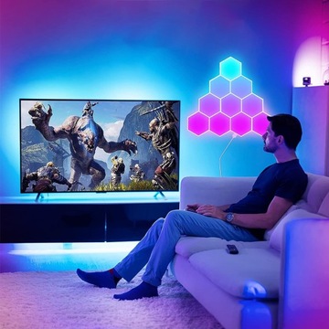 ШЕСТИГРАННАЯ СВЕТОДИОДНАЯ ВСПЫШКА ИНТЕЛЛЕКТУАЛЬНЫЙ RGB ПУЛЬТ ДИСТАНЦИОННОГО УПРАВЛЕНИЯ BT ПРИЛОЖЕНИЕ 10 ШТ.