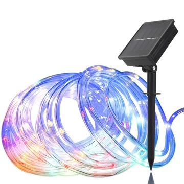 WĄŻ ŚWIETLNY ZEWNĘTRZNY 300 LED GIRLANDA SOLARNA LAMPKI CHOINKOWE MULTI 32m