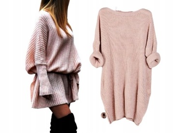 ТЕПЛЫЙ ДЛИННЫЙ ДЖЕМПЕР ТУНИКА OVERSIZE K22