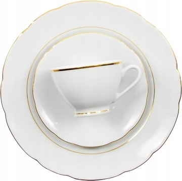3604 SERWIS OBIADOWO-KAWOWY 12/108 Złota Linia FESTON ĆMIELÓW PORCELANA