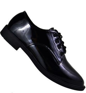 LAKIERKI Eleganckie PANTOFELKI Półbuty Chłopiec Czarne r34