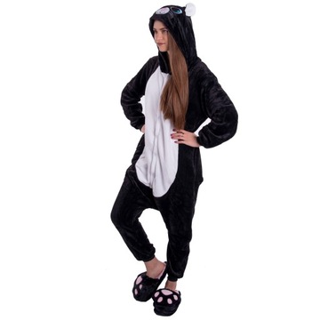 KOT Czarny Kotek PIŻAMA Kigurumi Onesie Damskie Kostium Dres S 146-154 cm