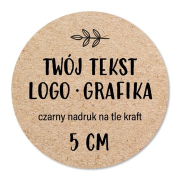 Naklejki Etykiety Twój Tekst Napis Kraft Eco x20