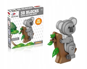 KOALA MIŚ KLOCKI PIANKOWE MIĘKKIE PUZZLE 3D 50EL