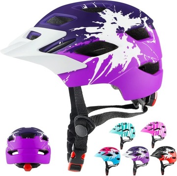 Kask rowerowy dla dzieci RaMokey 48-56 cm Fioletowy + Różowy