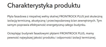 WEŁNA SKALNA FRONTROCK PLUS 0,035 GR 12 CM
