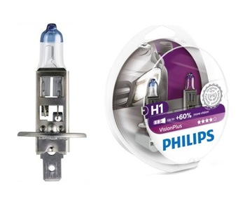 PHILIPS VISIONPLUS H1 12V 55W +60% ŚWIATŁA 2SZT