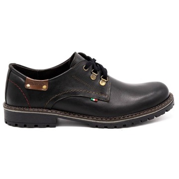 Buty męskie trzewiki skóra 812MP CZ czarne 42
