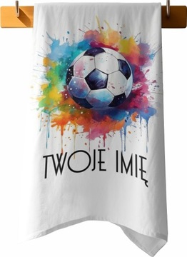 RĘCZNIK RĘCZNICZEK SPORTOWY NA W-F TRENINGI Z IMIENIEM PIŁKA NOŻNA 70x30cm