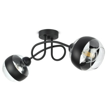 Lampa Wisząca Sufitowa Żyrandol Czarna Szklane Kule Black Belt PE2 LED E27