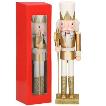 DREWNIANY DZIADEK DO ORZECHÓW XXL 38cm PREMIUM figurka OZDOBA ŚWIĄTECZNA