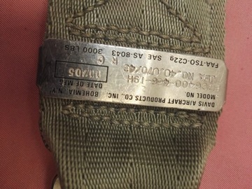 старые авиационные ремни безопасности DAVIES AIRCRAFT BOHEMIA с пряжкой и крючком