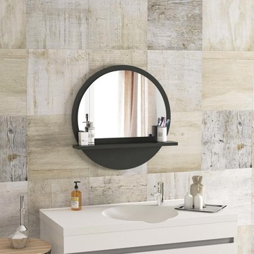 Настенное зеркало антрацит с полкой 45 СМ