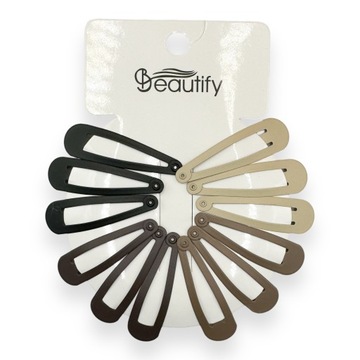 ЗАЖИМЫ ДЛЯ ВОЛОС PYKI ГЛАДКИЕ ЛАКИРОВАННЫЕ МАТОВЫЙ БЕЖЕВЫЙ И КОРИЧНЕВЫЙ 12 ШТ.