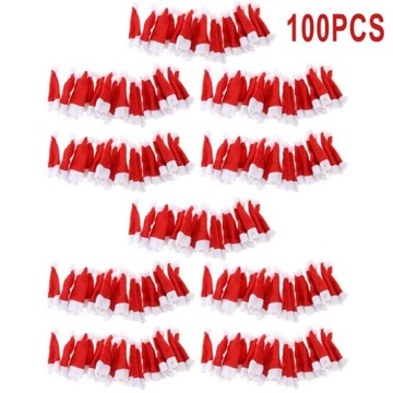 50/100Pack Christmas Candy Topping Hat With Lollipop Mini Christmas Hat