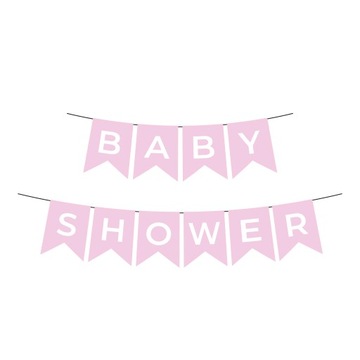 Zestaw Baner Flagi Baby Shower Różowy