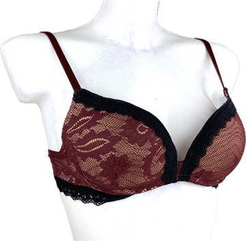 Intimissimi Gioia BIUSTONOSZ PUSH-UP KORONKA elegancki bordo kwiaty 85B