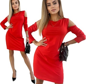 MODNA stylowa SUKIENKA DAMSKA MINI odkryte ramiona DOPASOWANA kolory