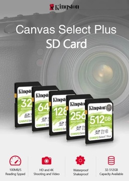 Карта памяти SD 128 ГБ Canvas Select Plus R100 МБ