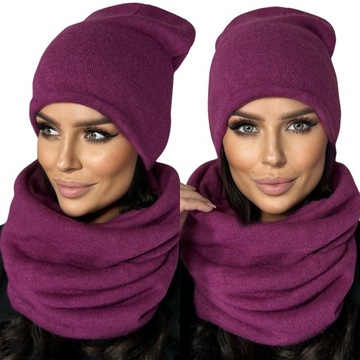 KOMPLET DAMSKI CZAPKA BEANIE KOMIN GOLF TUBA DUŻY ZESTAW CIEPŁY ZIMOWY 2468