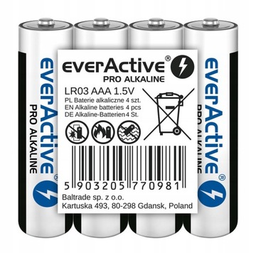 Baterie alk. LR03 AAA everActive PRO - 4 szt folia