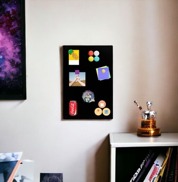 TABLICA MAGNETYCZNA NA MAGNESY Z PODRÓŻY NOTATKI ŚCIENNA 80x50 CM CZARNA