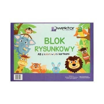 BLOK RYSUNKOWY KOLOROWY A3 DUŻY FORMAT 16 ARKUSZY 80g/m BARWIONY W MASIE