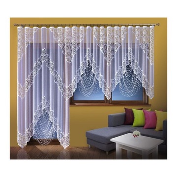 Elegancka firanka żakardowa w koronkowe wzory makarony 350x150cm ERATO