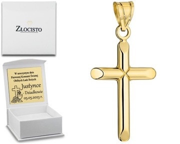 ZŁOTY KRZYŻYK ZAWIESZKA GŁADKI 585 PREZENT GRAWER