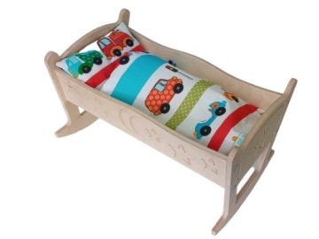 KOŁYSKA GRAWEROWANA DLA LALEK + POŚCIEL, MARERAC