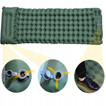 МАТРАС КЕМПИНГ НАДУВНЫЙ КОВРИК ЗЕЛЕНЫЙ ВОДОНЕПРОНИЦАЕМЫЙ