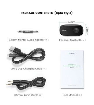 АДАПТЕР AUX BLUETOOTH 5.0 UGREEN Qualcomm aptX LL
