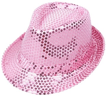 Kapelusz FEDORA kapelusze cekinowe CEKINY RÓŻOWY