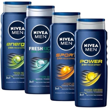 Żel pod Prysznic Nivea Men Zestaw Męski Zapachów Mix 4x500ml