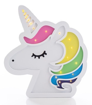 Lampka Nocna JEDNOROŻEC Drewniana Happy Hippo dla Dzieci Dziecka biała