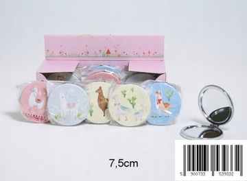 КРУГЛОЕ ЗАКРЫВАЕМОЕ ЗЕРКАЛО ЛАМА АЛЬПАКА РАЗНЫЕ ЦВЕТА