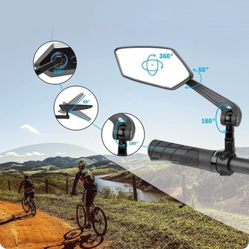 ВЫСОКОКАЧЕСТВЕННОЕ ВЕЛОСИПЕДНОЕ ЗЕРКАЛО, 2 ЧАСТИ, ПОВОРОТНОЕ НА 360°.