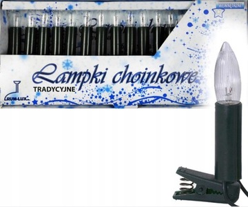 Tradycyjne lampki choinkowe 3W zielone świeczki na żabki 16 sztuk białe