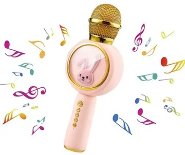 MIKROFON KRÓLIK BEZPRZEWODOWY KARAOKE BLUETOOTH GŁOŚNIK DLA DZIECI LED