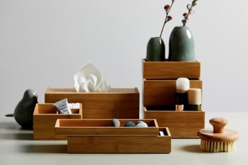 PUDEŁKA BAMBUSOWE ORGANIZERY TACE x 2szt WENKO