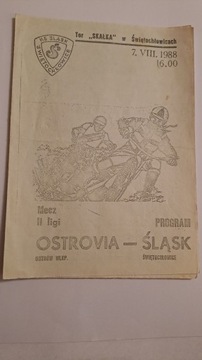 ŚLĄSK ŚWIĘTOCHŁOWICE - OSTROVIA OSTRÓW WLKP 7-8-1988 PROGRAM ŻUŻLOWY CZYSTY
