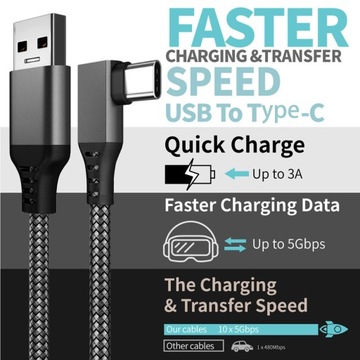 Кабель USB от A до C Кабель USB C, высокий, черный, 6 м, 20 футов