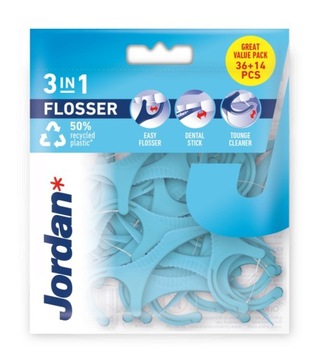 JORDAN DF 3 IN 1 FLOSSER + 14 / nić dentyst. z wyk
