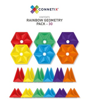 Магнитные конструкторы Connetix — комплект Rainbow Geometry Pack, 30 шт.
