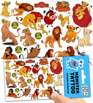 TATUAŻE ZMYWALNE TYMCZASOWE DLA DZIECI DZIECIĘCE KRÓL LEW WZORY ORYGINALNE