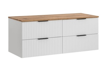 Biały Zestaw Łazienkowy Szafka POD UMYWALKĘ z Blatem WOTAN 160 cm RYFLE