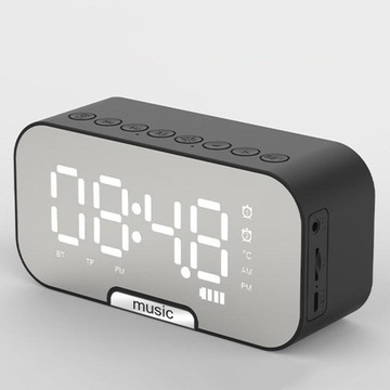 Настольный динамик Bluetooth, светодиодные часы, зеркальная поверхность, небольшой рабочий стол,
